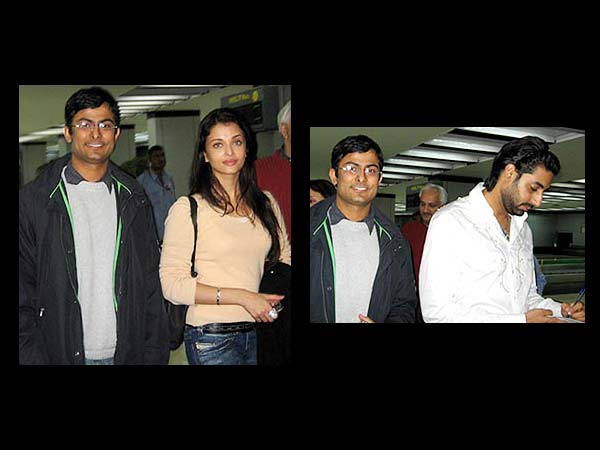 Aishwarya and Abhishek inside the airport Aishwarya and Abhishek inside the airport