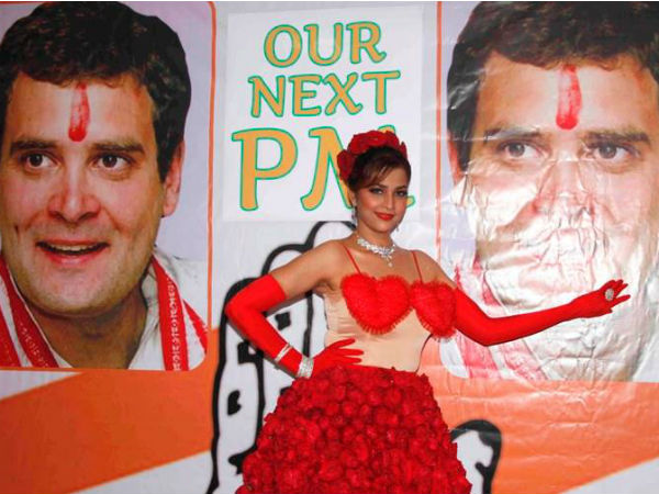 राहुल गांधी के लिये न्यूड तनीषा ने गुलाबों से ढ़का बदन