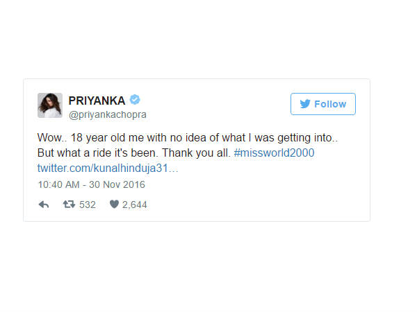 16 years Priyanka Chopra miss world 16 years Priyanka Chopra miss world