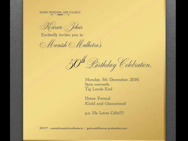 karan-johar-s-gold-invite-for manish-malhotra-s-50th-birthday bash karan-johar-s-gold-invite-for manish-malhotra-s-50th-birthday bash