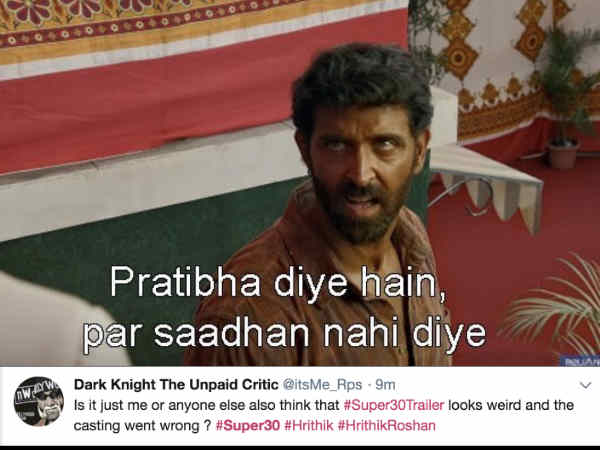 सुपर 30 ट्रेलर रिव्यू - गलत कास्टिंग
