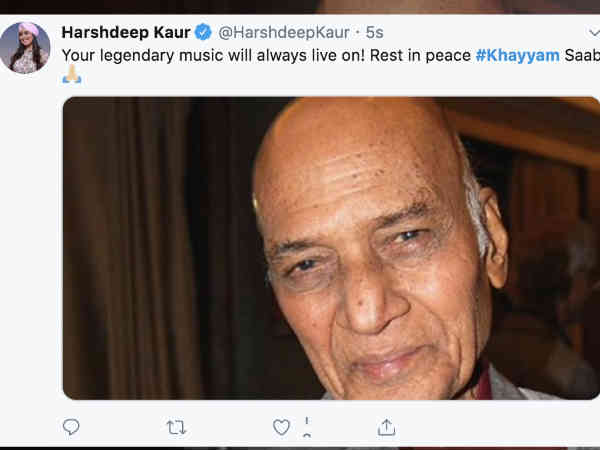 खय्याम साहब को श्रद्धांजलि