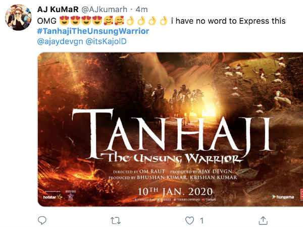 तानाजी पोस्टर पर फैन्स का Reaction