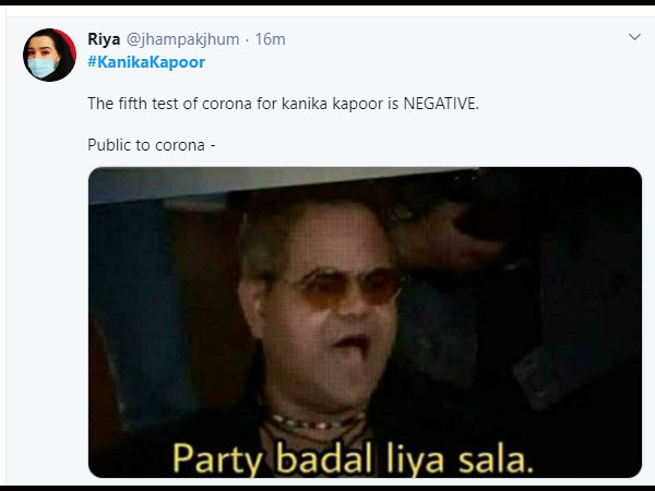 कनिका कपूर की नेगेटिव रिपोर्ट आने पर फैंस बोले कनिका कपूर की नेगेटिव रिपोर्ट आने पर फैंस बोले