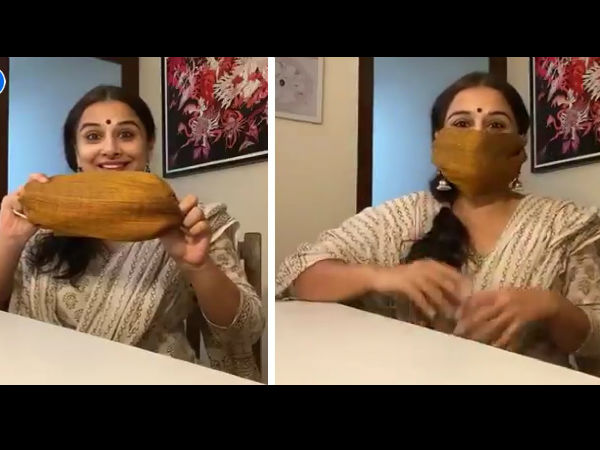 ब्लाउज से बनाया विद्या बालन ने मास्क ब्लाउज से बनाया विद्या बालन ने मास्क
