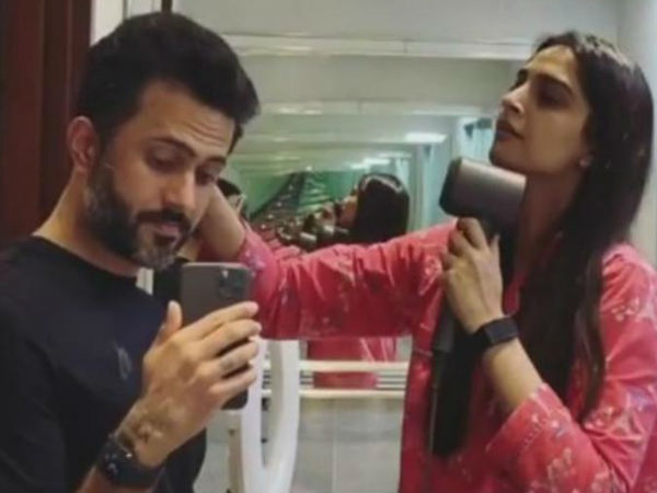 सोनम कपूर ने बनाया पति का हेयर स्टाइल सोनम कपूर ने बनाया पति का हेयर स्टाइल