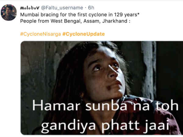 निसर्ग तूफान पर memes निसर्ग तूफान पर memes