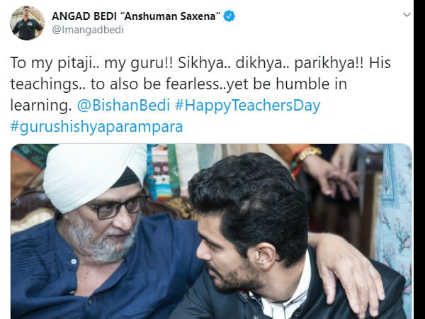 अंगद बेदी ने किया पिता को याद