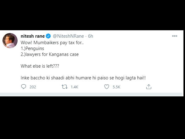 नीतेश राणे ने उठाया कंगना केस का मामला