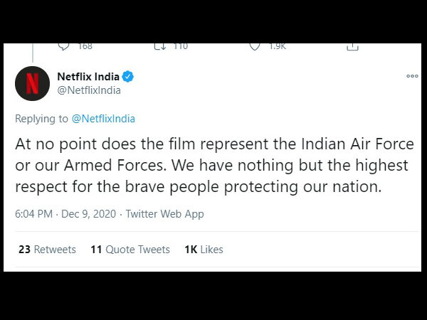 इरादा कभी भी सशस्त्र बलों का अनादर करने का नहीं