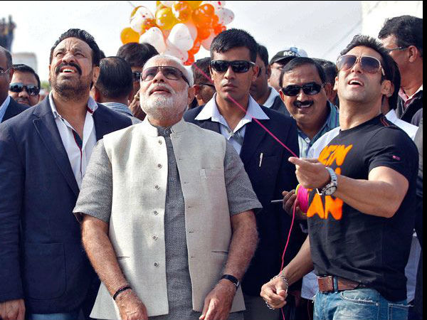 सलमान खान और मोदी ने उड़ाई पतंग