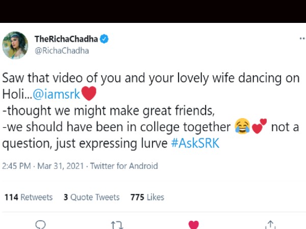 ऋचा चड्ढा का पोस्ट ऋचा चड्ढा का पोस्ट