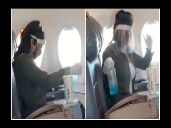 रवीना टंडन ने की सीट की सफाई रवीना टंडन ने की सीट की सफाई