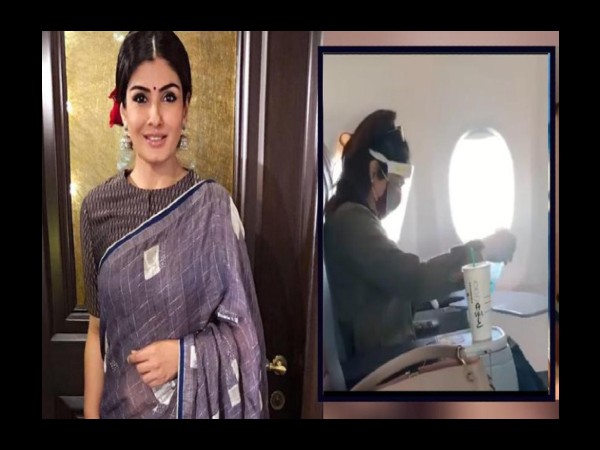 रवीना टंडन के चेहरे पर मास्क रवीना टंडन के चेहरे पर मास्क