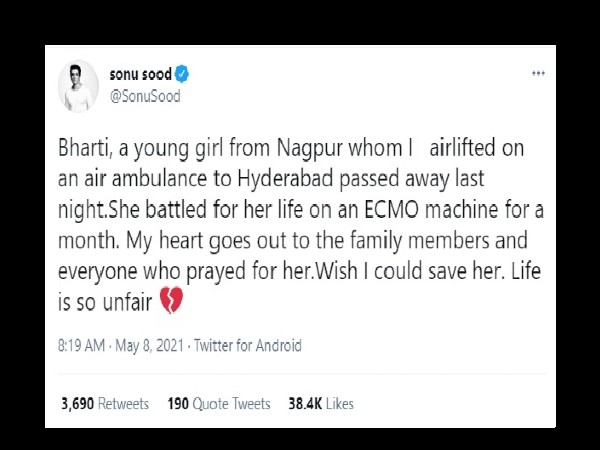 काश उसे बचा सकता-सोनू सूद काश उसे बचा सकता-सोनू सूद