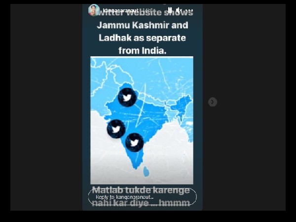 कंगना ने मैप शेयर कर लिखा कंगना ने मैप शेयर कर लिखा