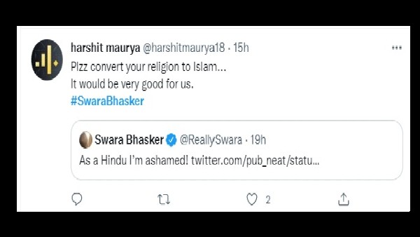 स्वरा भास्कर को कड़ी फटकार स्वरा भास्कर को कड़ी फटकार