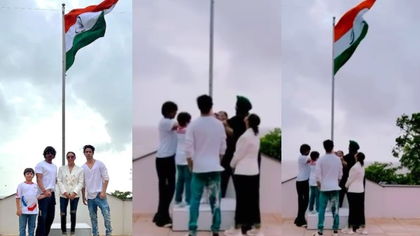 शाहरूख खान ने परिवार के साथ फहराया तिरंगा शाहरूख खान ने परिवार के साथ फहराया तिरंगा