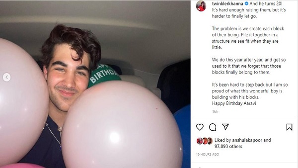 Akshay Kumar and twinkle khanna son aarav kumar turns 20 today, twinkle khanna wishes hum with special note Akshay Kumar and twinkle khanna son aarav kumar turns 20 today, twinkle khanna wishes hum with special note